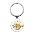 Portachiavi Oktoberfest con ciondolo in cristallo e design di birra e grano dorato - Tre Boccali di Birra Grano Dipinti a Mano (JY008651-7)