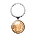 Portachiavi Oktoberfest con boccale di birra e grano su anello di metallo argento - Boccale di Birra Schiumoso Grano (JY008651-8)