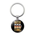 Portachiavi argento con scritta It's Beer Time e motivi di birra per l'Oktoberfest - Tipografia Beer Time Sfondo Nero (JY008651-11)