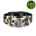 Bracelet multicouche en cuir Saint-Benoît vintage lumineux avec perles bronze - Style d'Icône en Verre (JY008675-4)