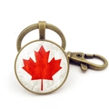 Vintage bronze keychain with Canada maple leaf flag pendant and lobster clasp hook - Jy008665-copper 10