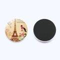 25mm round Paris Eiffel Tower refrigerator magnet with vintage bird floral design - Tower Rose Bird Style (JY008681-1)