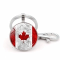 Vintage Canada flag keychain with maple leaf glass pendant and silver lobster clasp - Jy008665-silver 1
