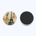 25mm vintage Paris Eiffel Tower themed round fridge magnet with soft magnetic backing - Tower Hot Air Balloon Style (JY008681-7)