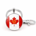 Retro Canadian flag keychain with star maple leaf pendant and lobster clasp - Silver Style 6 (JY008665-SV6)