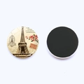 25mm Paris Eiffel Tower soft fridge magnet with vintage floral design - Tower Pink Floral Postmark Style (JY008681-12)