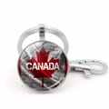 Silver keyring with Canada flag maple leaf pendant and lobster clasp attachment - Jy008665-silver 11
