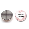 Aimant de frigo rond à fleurs avec texte merci maîtresse et dos magnétique - Style Floral Rose Cœur Merci Maîtresse (BXT2526-2)