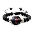 Vintage US flag and eagle charm bracelet with black matte beads and adjustable cord - Flag And Eagle Fusion Style (JY008693-7)
