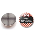 25mm glass fridge magnet for teachers with Merci Maîtresse quote and red checkered bow design - French Appreciation Red White Plaid Style (BXT2526-17)