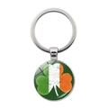Vintage Ierse vlag klavertje vier sleutelhanger met groen wit oranje patroon hangers - Vintage Klaver Nationale Vlag Stijl (Zilver, JY008700)