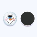 Aimant de Noël rond bonhomme de neige bleu avec face magnétique souple pour décor - Visage de Bonhomme de Neige Basique (JY008707-4)