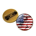 Vintage American flag glass cabochon brooch badge with rustic bronze metal pin back - Bronze Style 3