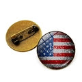 Vintage American flag mosaic glass gem brooch with retro bronze metal pin base - Bronze Style 4