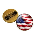 Spilla bandiera americana vintage con cabochon in vetro e base in bronzo per borse - Stile Bronzo 8