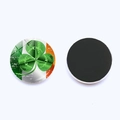 Round Ireland flag shamrock fridge magnet with vintage design and soft magnetic back - Distressed Flag Color Style (JY008704-4)