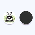 Cute panda and bamboo 25mm crystal glass fridge magnet with soft magnetic back - Panda Sitting with Bamboo Leaves (JY008708-5)