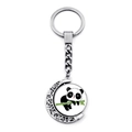 Drehbarer Panda-Mond Schlüsselanhänger aus Silberlegierung mit Bambus-Design - Panda Liegt auf Bambus Stil (JY008710-2)