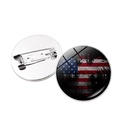 Spilla a bottone con bandiera USA e aquila in vetro vintage con retro in metallo argento - Stile Argento 7