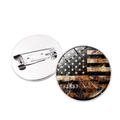 Spilla rotonda bandiera americana vintage con cupola in vetro e metallo - Stile Argento 11