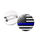 Spilla bandiera americana Thin Blue Line in cabochon di vetro con spilla da balia - Stile Argento 12