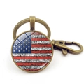 Vintage Bronze USA Flagge Schlüsselanhänger mit patriotischem Anhänger und Karabiner - Bronze Standard Distressed Flagge (JY008694-铜2)