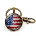 Vintage Bronze-Schlüsselanhänger mit USA-Flagge aus Glas und Karabinerverschluss - Bronze Mosaik Patchwork Flagge (JY008694-铜4)