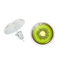 Minimalist kiwi fruit slice stud earrings with green resin pattern and alloy base - Kiwi Slice (JY008718-3)