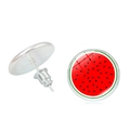 Pendientes de sandía roja minimalistas con base de plata y acabado con mucho brillo - Sandía (JY008718-5)