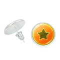 Pendientes redondos de frutas con base naranja y diseño de estrella verde pequeña - Patrón de Estrella Naranja (JY008718-6)