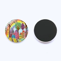 Aimant de frigo en verre maison ciel étoilé abstrait avec dos magnétique déco - Illustration De Bâtiments De Ville De Dessin Animé (JY008715-2)