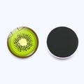 Round kiwi fruit crystal glass fridge magnet with soft magnetic backing 25mm - Kiwi Slice Pattern (JY008720-3)