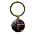 Vintage bronze keychain with US flag and eagle silhouette under glass cabochon - Eagle Distressed Bronze (Bronze 7)