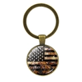 Vintage bronze keychain with US flag glass dome pendant in retro artistic design - Nostalgic Art Bronze (Bronze 11)