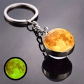 Luminous moon keychain with orange lunar texture and green glow-in-the-dark effect - Orange Yellow Style (JY008727-3)