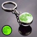 Luminous green moon keychain with detailed lunar texture and glowing effect - Green Style (JY008727-4)