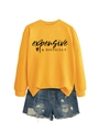 Bright yellow long sleeve sweatshirt with 'Expensive & Difficult' text and distressed denim shorts - Yellow (Black Font)