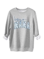 Detail des gemütlichen weißen Fleecefutters am Ärmel dieses grauen BOY MAMA Sweatshirts - S / Hellgrau