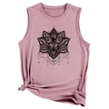 Canotta boho senza maniche con stampa loto rosa polvere e dettaglio nodo frontale - Oro rosa