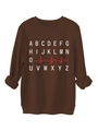 Detail of coffee brown sweatshirt ribbed neckline and heartline letter graphic - S / Coffee