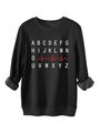 Detail of ribbed cuffs and alphabet ECG heartbeat print on black sweatshirt - S / Black