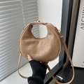 Beige crescent bag with crocodile embossed texture and detachable shoulder strap - Croc Embossed / Khaki