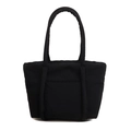 Grand sac cabas matelassé noir en nylon léger avec poche frontale pour femme - Noir