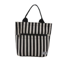 Sac fourre-tout chic en toile à rayures verticales noires et blanches avec fermeture - Noir