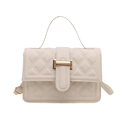 Borsa a tracolla trapuntata color crema con chiusura in metallo dorato e manico - Bianco