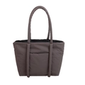 Sac fourre-tout matelassé taupe avec bretelles rembourrées et grande poche avant - Gris