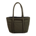 Sac cabas rembourré en nylon vert olive avec longues anses et poche frontale - Vert