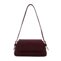 Minimalist matte underarm bag in deep burgundy with gold hardware and flip cover - Dark Red