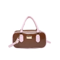 Bolso Boston marrón con asas rosas y correa de hombro ajustable para mujer - Bolsa / Marrón