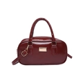 Elegante bolso de mano en charol granate con acabado brillante y herrajes dorados - Bolsa / Burdeos